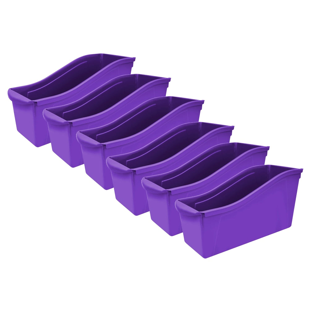 Storex Large Book Bins, 12inH x 5-1/4inW x 7inD, Purple, Pack Of 6 Bins