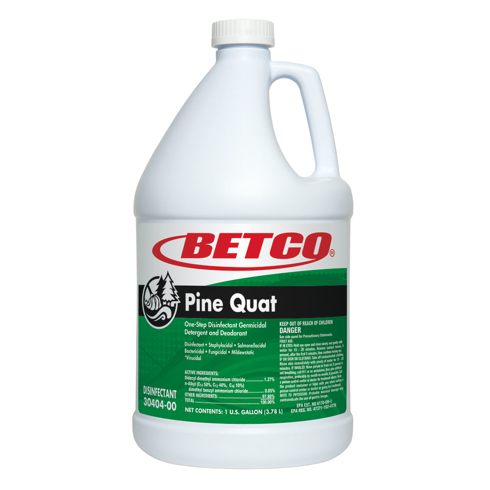 Betco Pine Quat Floor Disinfectant/Deodorizer, Pine Scent, 128 Oz Bottle, Case Of 4