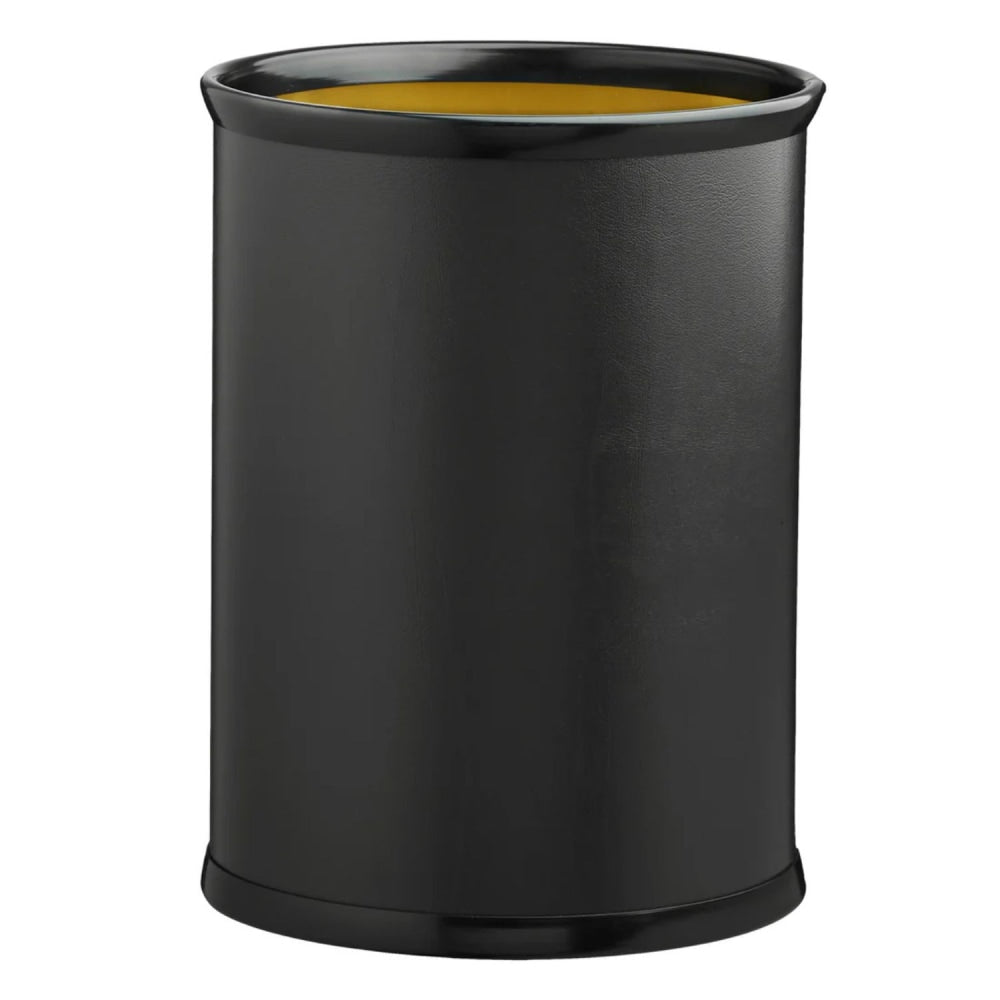 Erwyn Products Core Leatherette Oval Wastebaskets, 13-Quart, Designer Black, Set Of 4 Wastebaskets