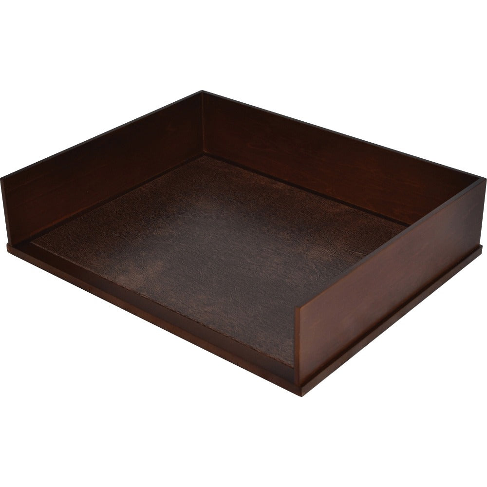 Victor Heritage Wood Stacking Letter Tray - 1 Compartment(s) - 3.1in x 13.2inx 10.6in Depth - Desktop - Natural - Faux Leather, Wood - 1 Each - H1154