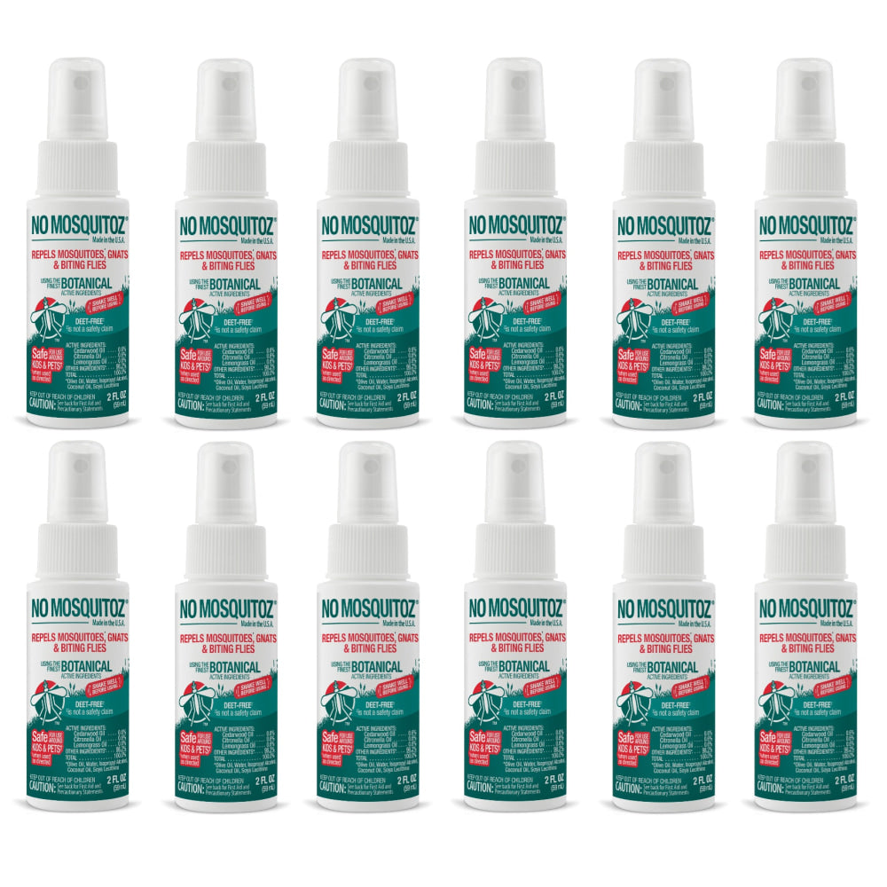 No Mosquitoz Botanical Insect Repellent, DEET-Free, Woodsy Scent, 2 Oz Spray Bottle, 12-Pack