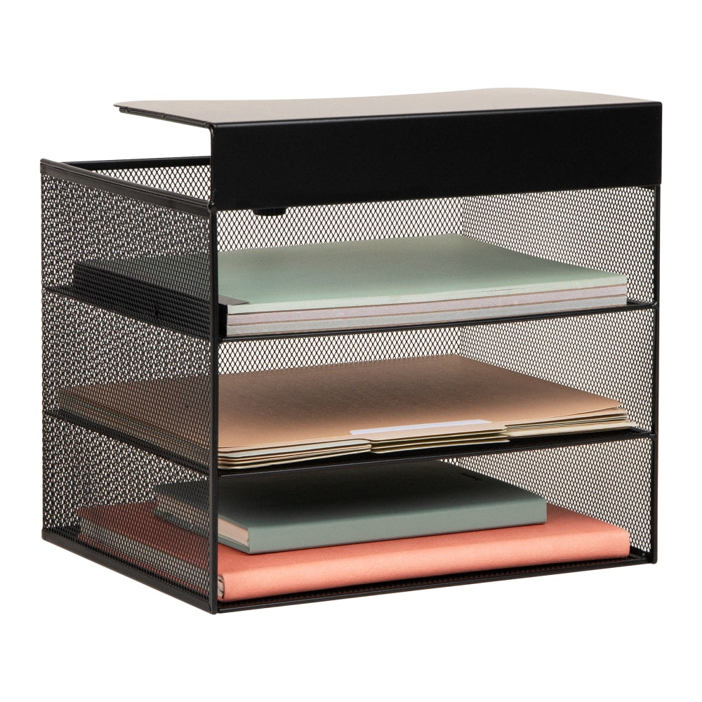Mind Reader Slide-On Under Desk File Organizer, 11-1/2inH x 9-3/4inW x 12inD, Black