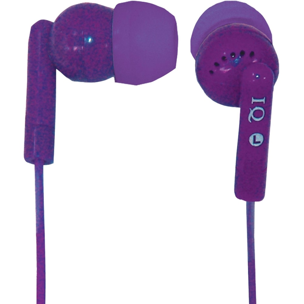 IQ Sound IQ-106 Digital Noise Reduction Stereo Earphones - Stereo - Mini-phone (3.5mm) - Wired - 32 Ohm - IQ106PURPLE
