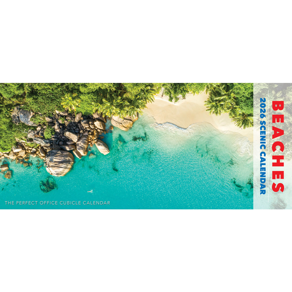 2026 Willow Creek Press Panoramic Wall Calendar, 6-1/2in x 15in, Beaches, January To December, 54710