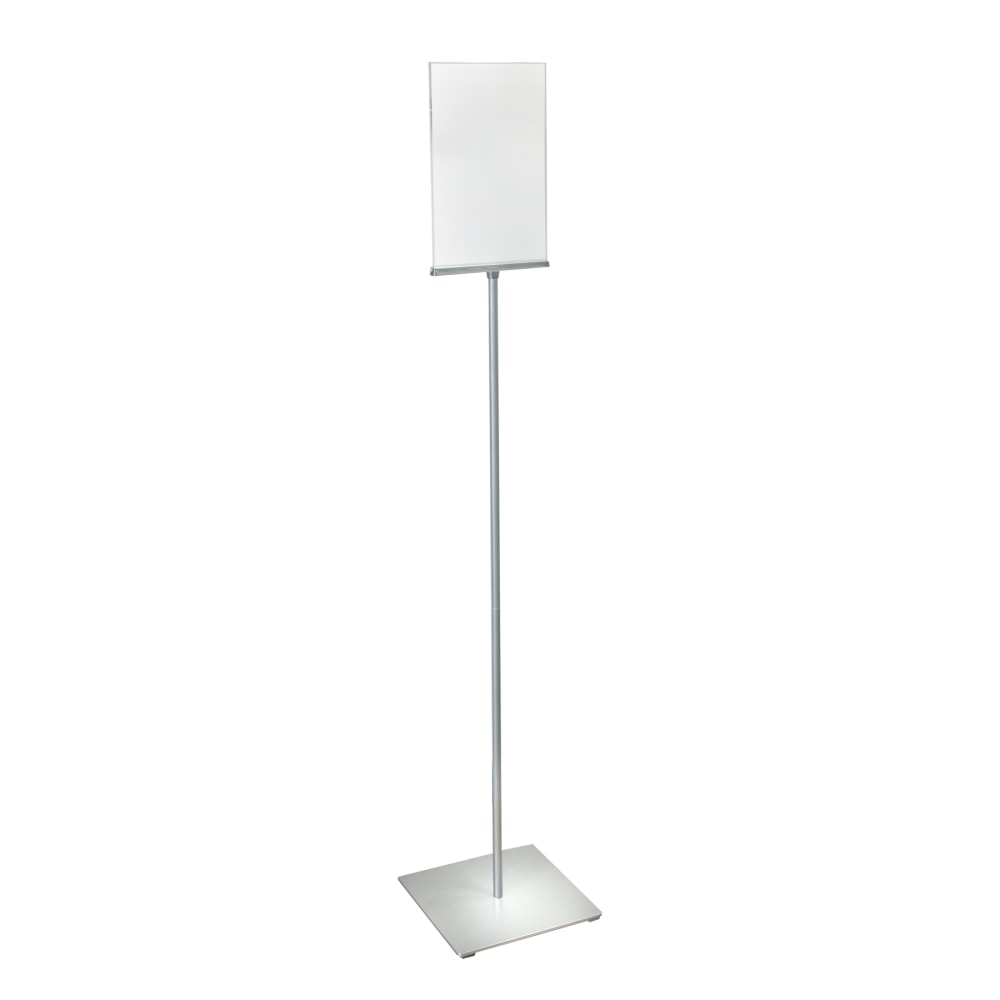 Azar Displays Metal 2-Sided Floor Stand Vertical Sign Holder, 59inH x 12inW x 12inD, Silver