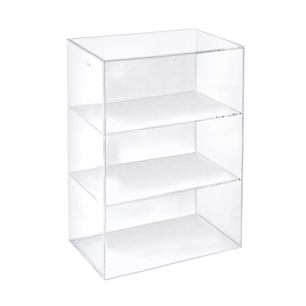 Azar Displays Acrylic Countertop Open Case With 2 Shelves, 17-1/4inH x 12-3/8inW x 7-7/8inD, Clear