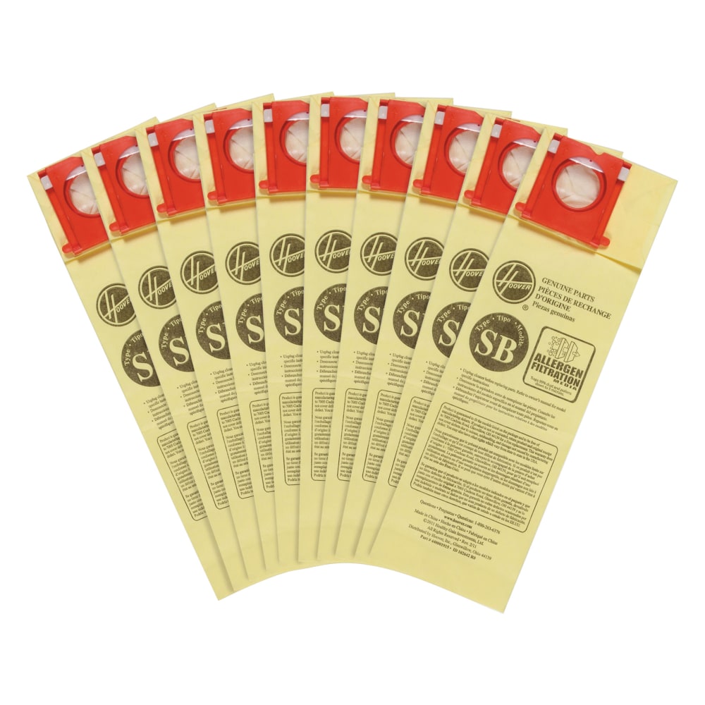 Hoover Allergen SB Disposable Vacuum Bags, White, Pack Of 10 Bags