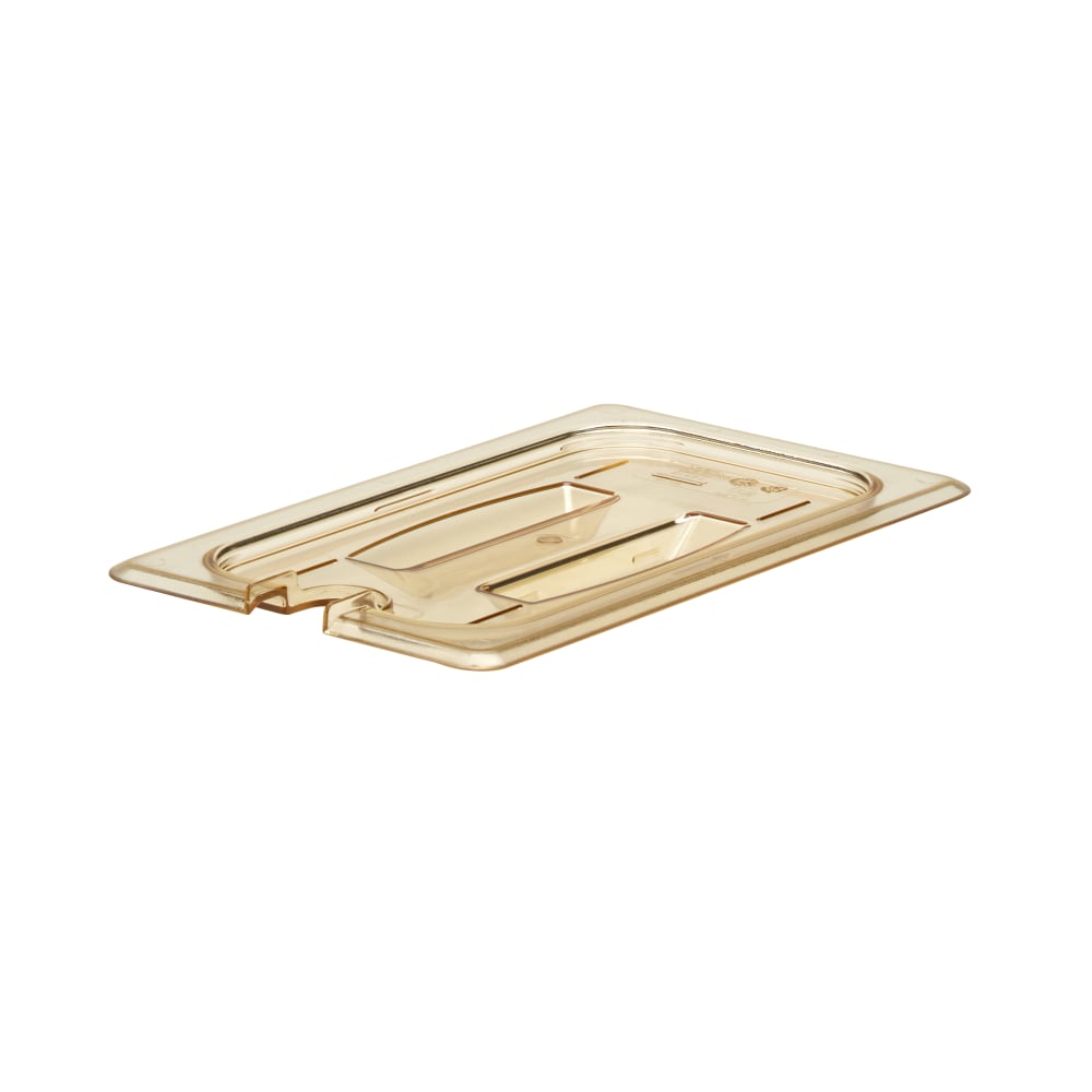 Cambro H-Pan High-Heat GN 1/4 Notched Covers With Handles, 1-3/16inH x 6-3/8inW x 10-3/8inD, Amber, Pack Of 6 Covers