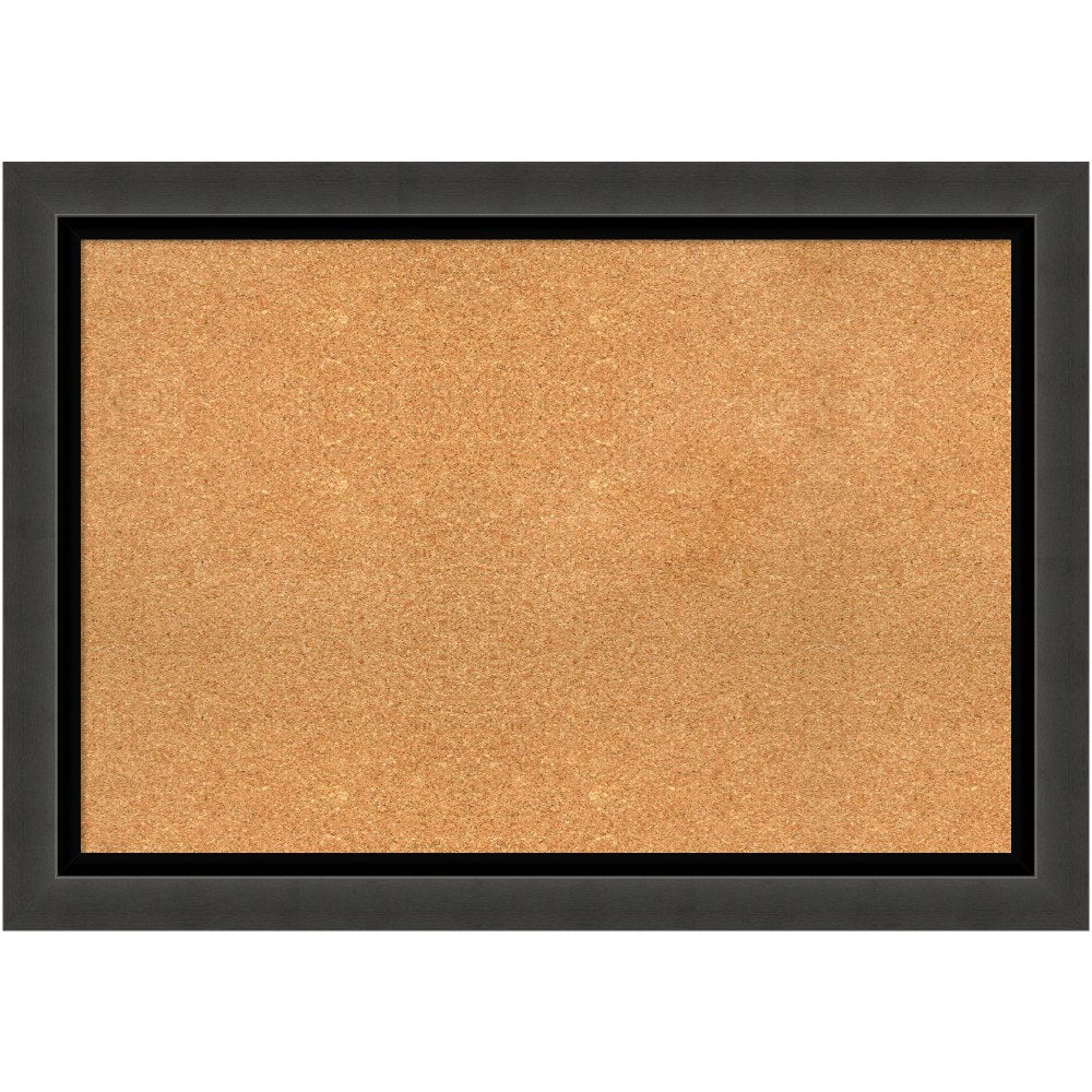 Amanti Art Cork Bulletin Board, 41in x 29in, Natural, Tuxedo Black Polystyrene Frame