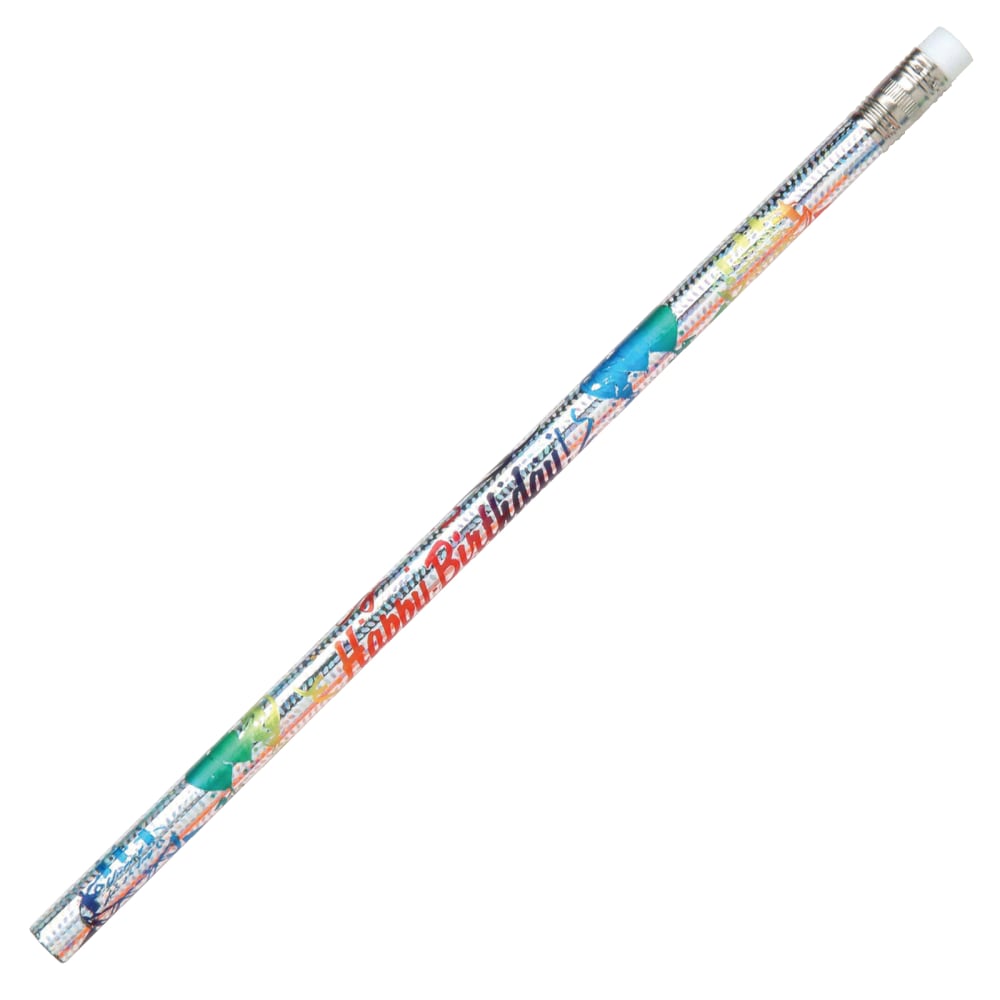 J.R. Moon Pencil Co. Pencils, 2.11 mm, #2 HB Lead, Happy Birthday From Your Teacher, Multicolor, Pack Of 144