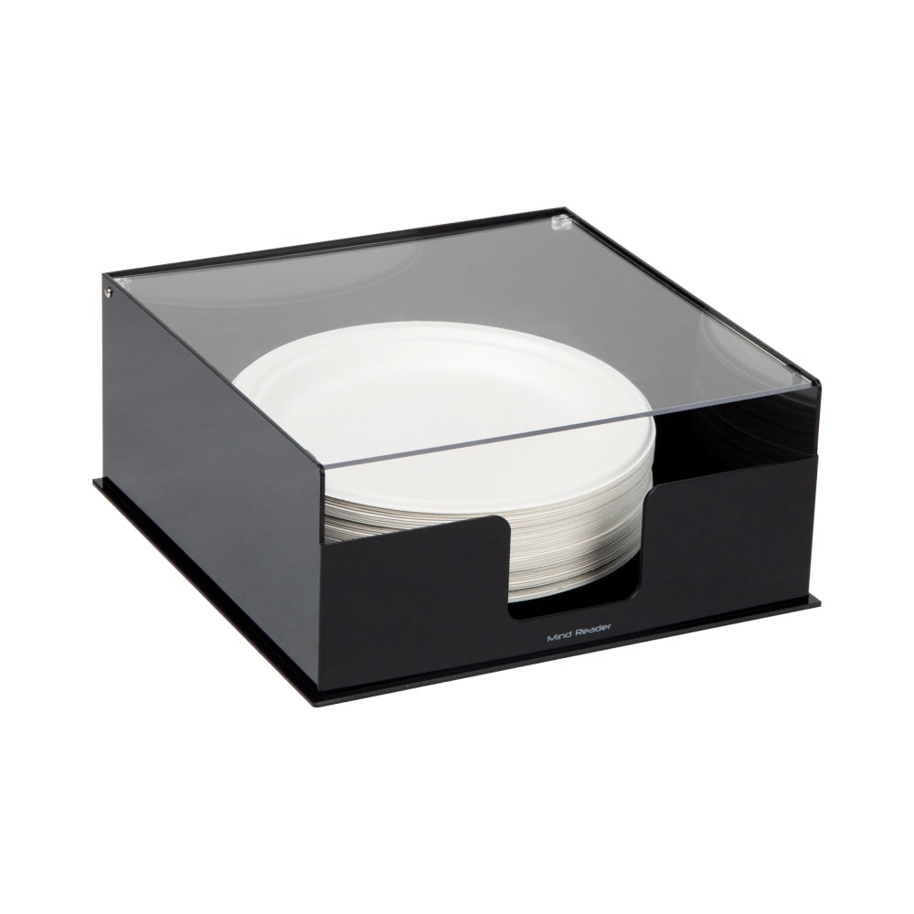 Mind Reader Covered Plate Dispenser, 5inH x 11inW x 11inL, Black