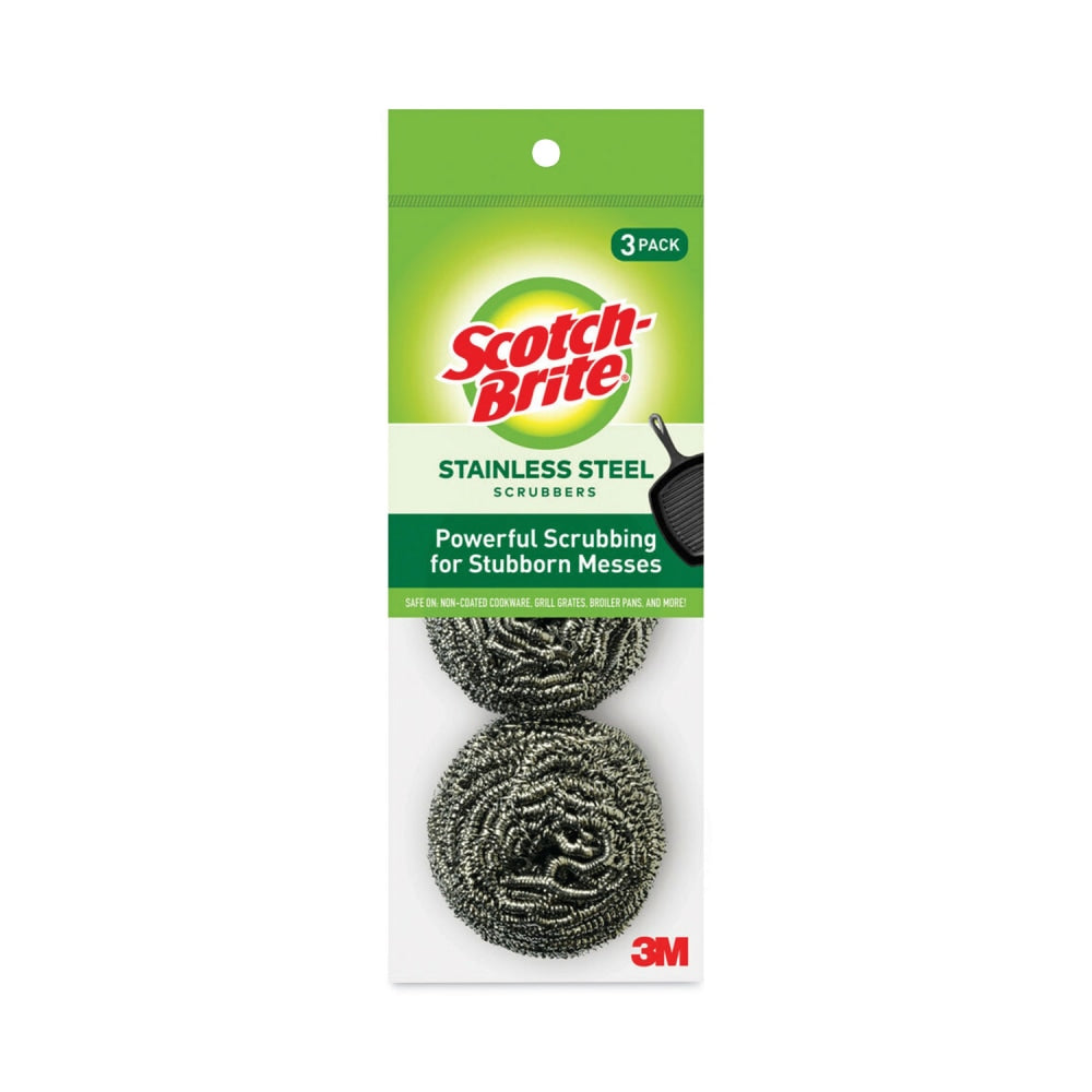 Scotch-Brite Metal Scrubbing Pads, 2.25 x 2.75, Silver, 3/Pack, 8 Packs/Carton