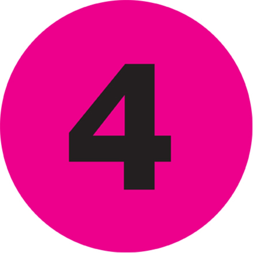 Tape Logic Fluorescent Pink - "4in Number Labels 1in, DL6754, Roll of 500