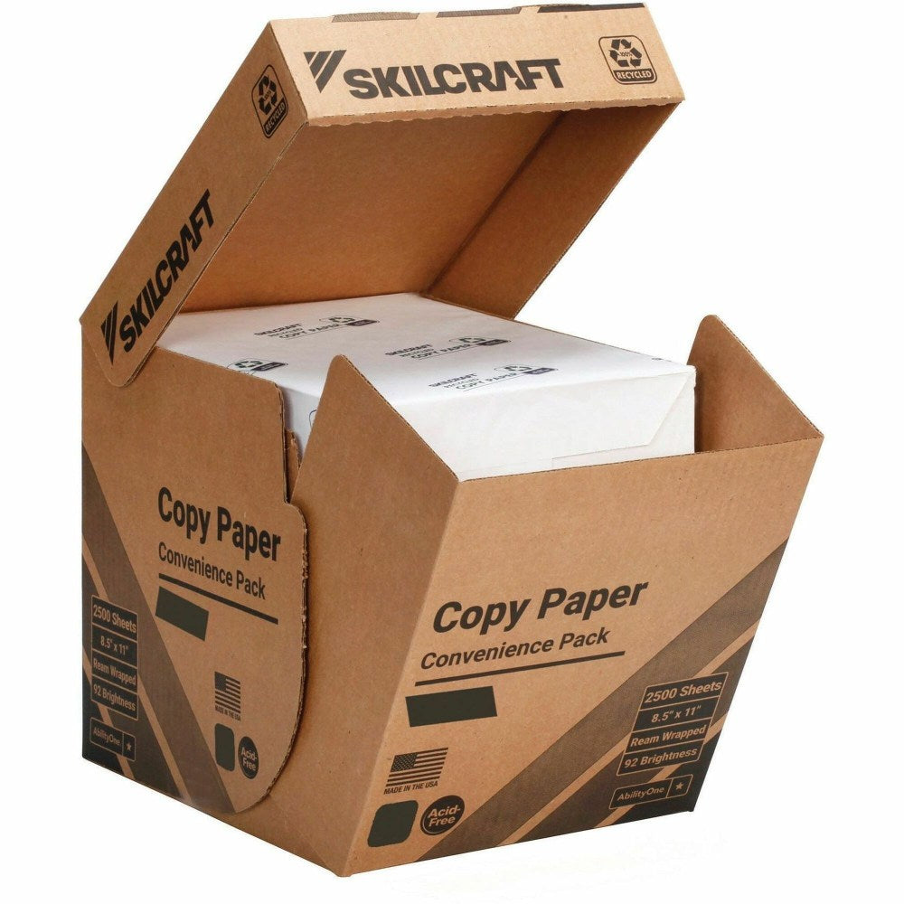 SKILCRAFT Convenience Pack Copy Paper - 92 Brightness - Letter - 8 1/2inx11in - 20 lb Basis Weight - White - 500 Sheets per Ream - 5/Box - 7253059