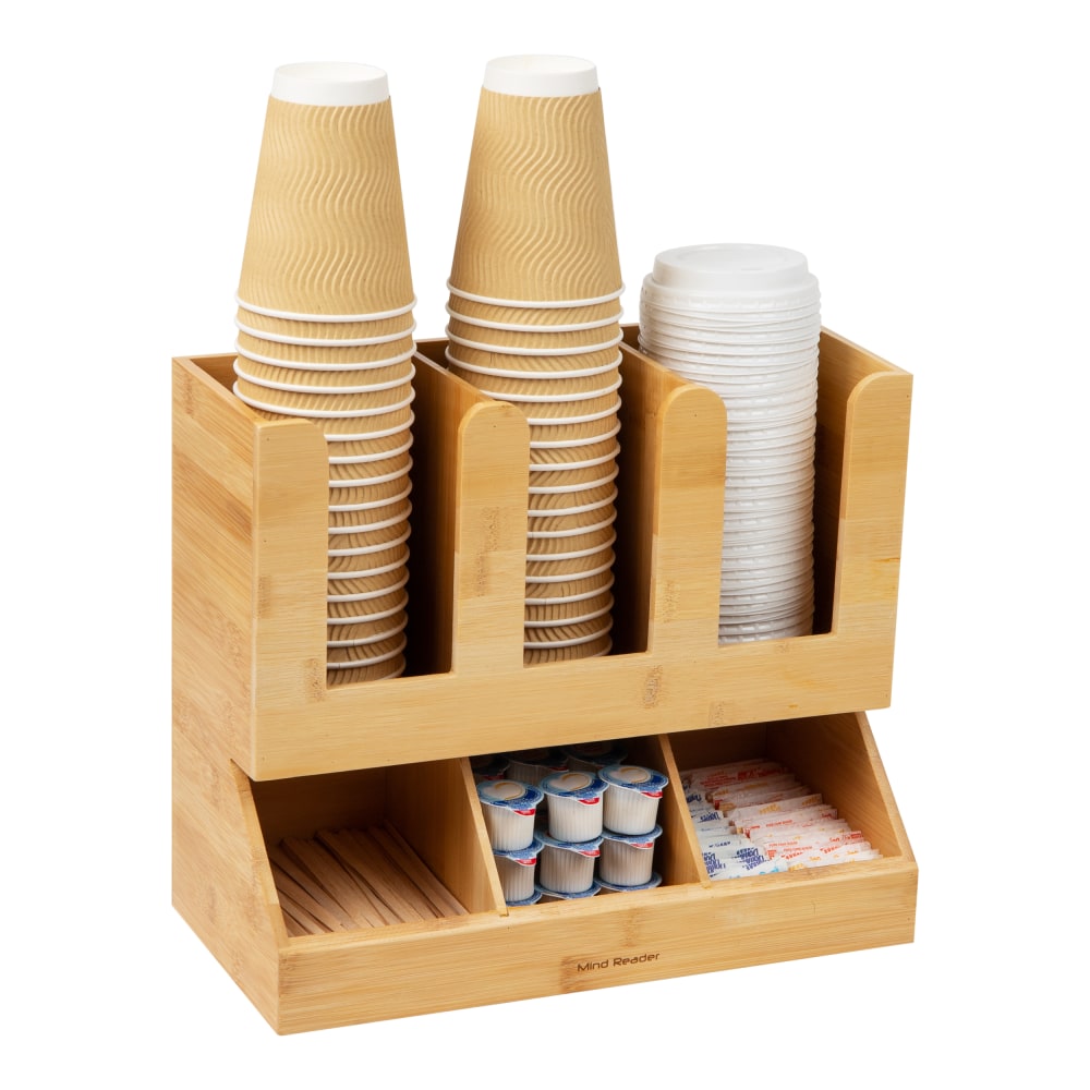 Mind Reader 6-Compartment 2-Tier Condiment Organizer, 11-1/2inH x 6-3/4inW x 13-31/50inD, Brown