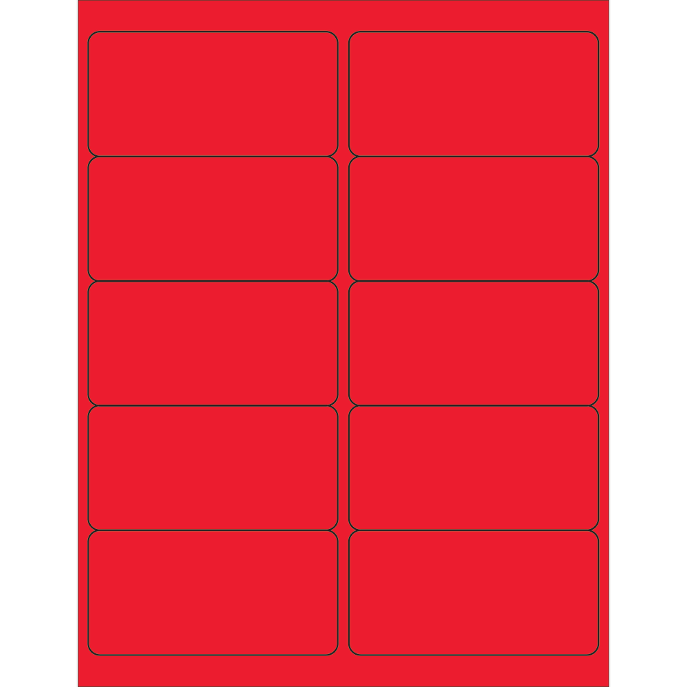 Tape Logic Permanent Labels, LL178RD, Rectangle, 4in x 2in, Fluorescent Red, Case Of 1,000