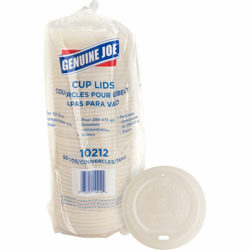 Genuine Joe Vented Hot Cup Lid - Polystyrene - White - 50 / Pack