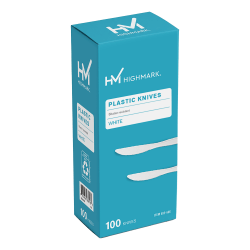 Highmark Medium-Length Plastic Cutlery, Knives, Pack Of 100 Knives