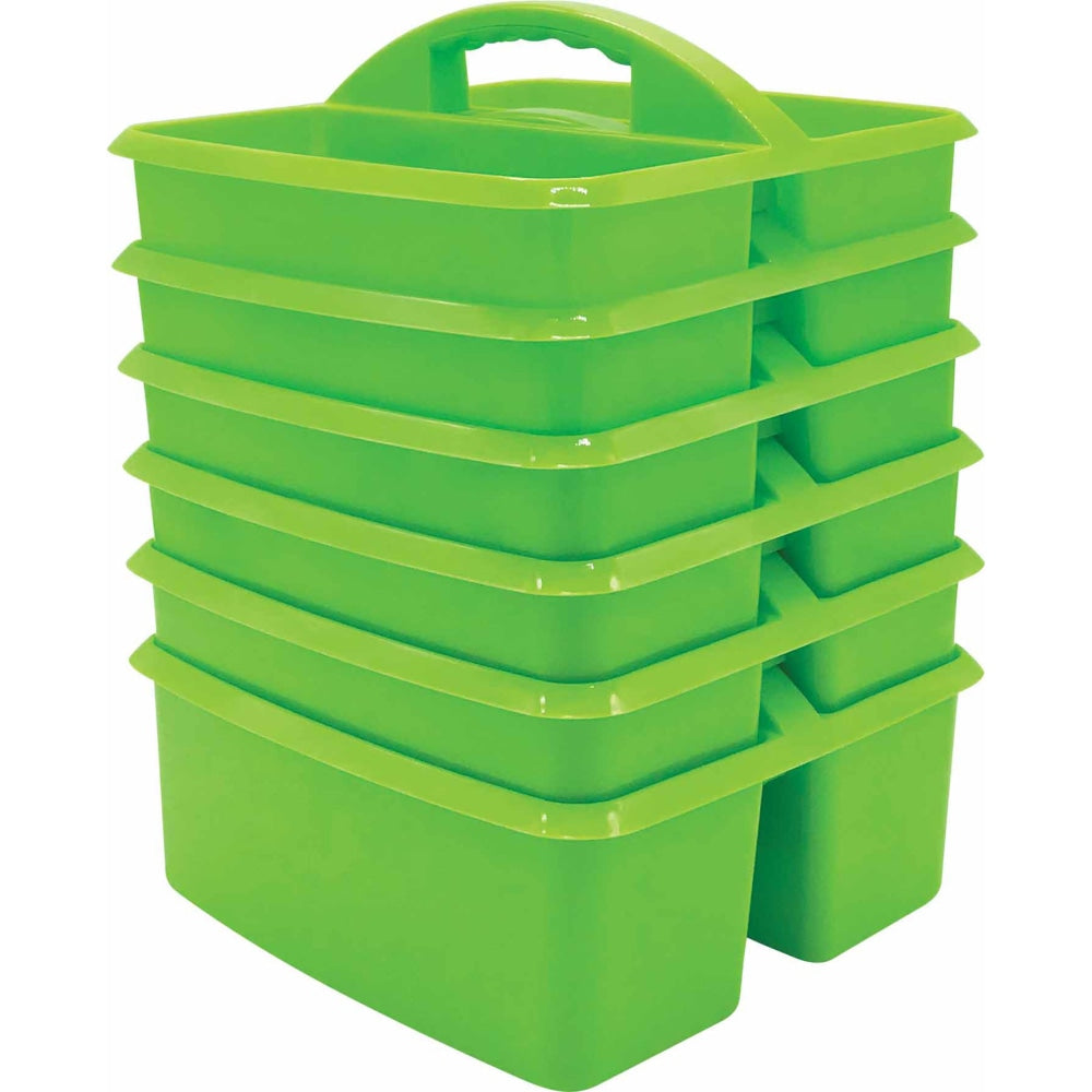 Teacher Created Resources Plastic Storage Caddies, 5-1/4inH x 9-1/4inW x 9inD, Lime, Pack Of 6 Caddies