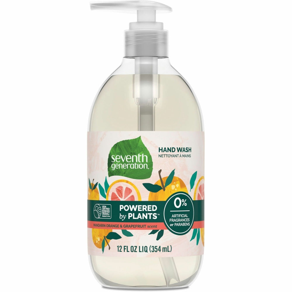 Seventh Generation Hand Wash - Mandarin Orange and Grapefruit Scent - 12 fl oz - Pump Bottle Dispenser - 22925CT