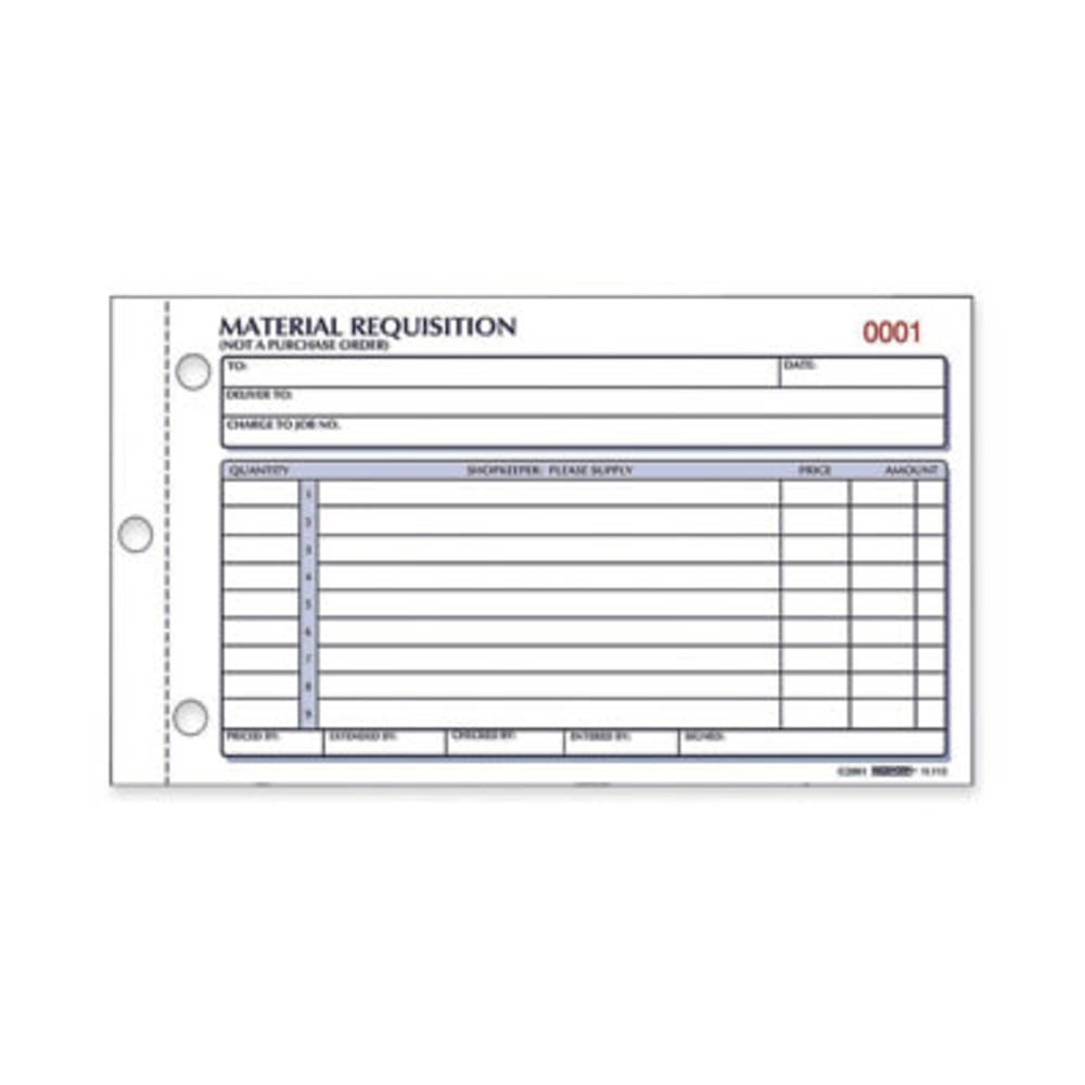 Rediform Material Requisition Purchasing Forms - 50 Sheet(s) - 2 PartCarbonless Copy - 7 7/8inx4 1/4in Sheet Size - White, Yellow - Black Print Color