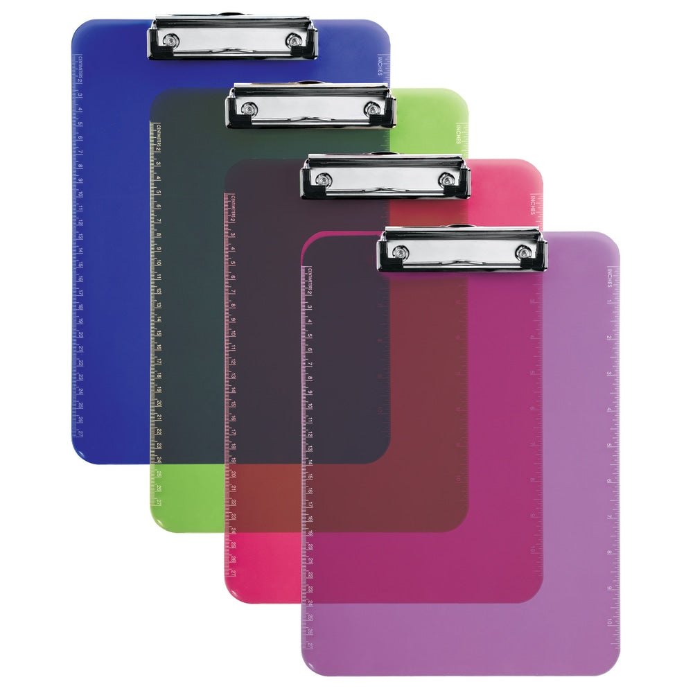 Office Depot Brand Plastic Clipboard, 9in x 12-1/2in, Assorted Colors (No Color Choice)