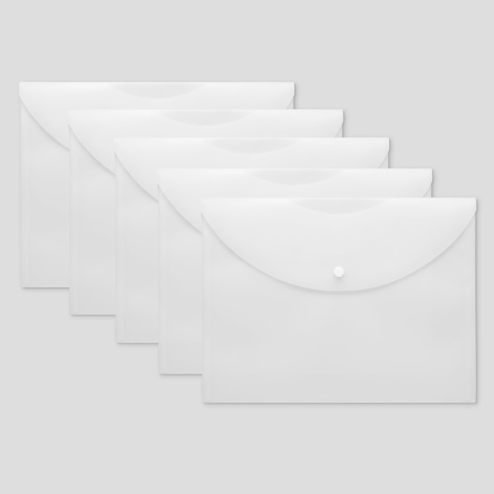 Office Depot Brand Poly Snap Document Files, Clear, Pack Of 5
