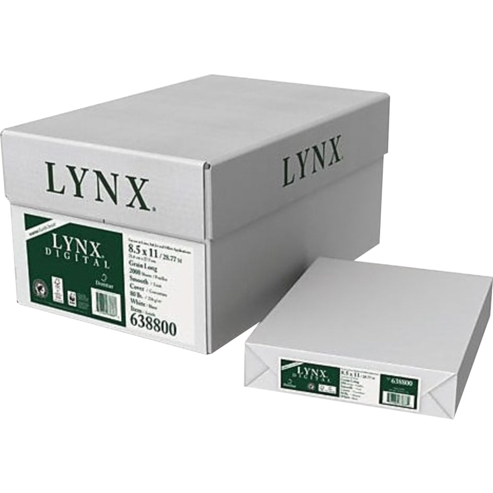 Domtar Lynx Digital Multi-Use Printer & Copier Paper, 8 Reams, Letter Size, 2000 Sheets Total, 80 Lb, White, 250 Sheets Per Ream - 638800