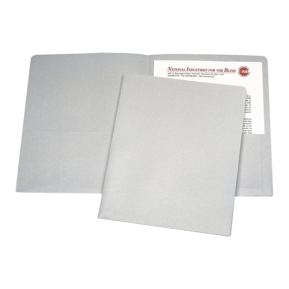 SKILCRAFT Twin Pocket Portfolios, 30% Recycled, Gray, Box Of 25 (AbilityOne 7510-00-584-2491)