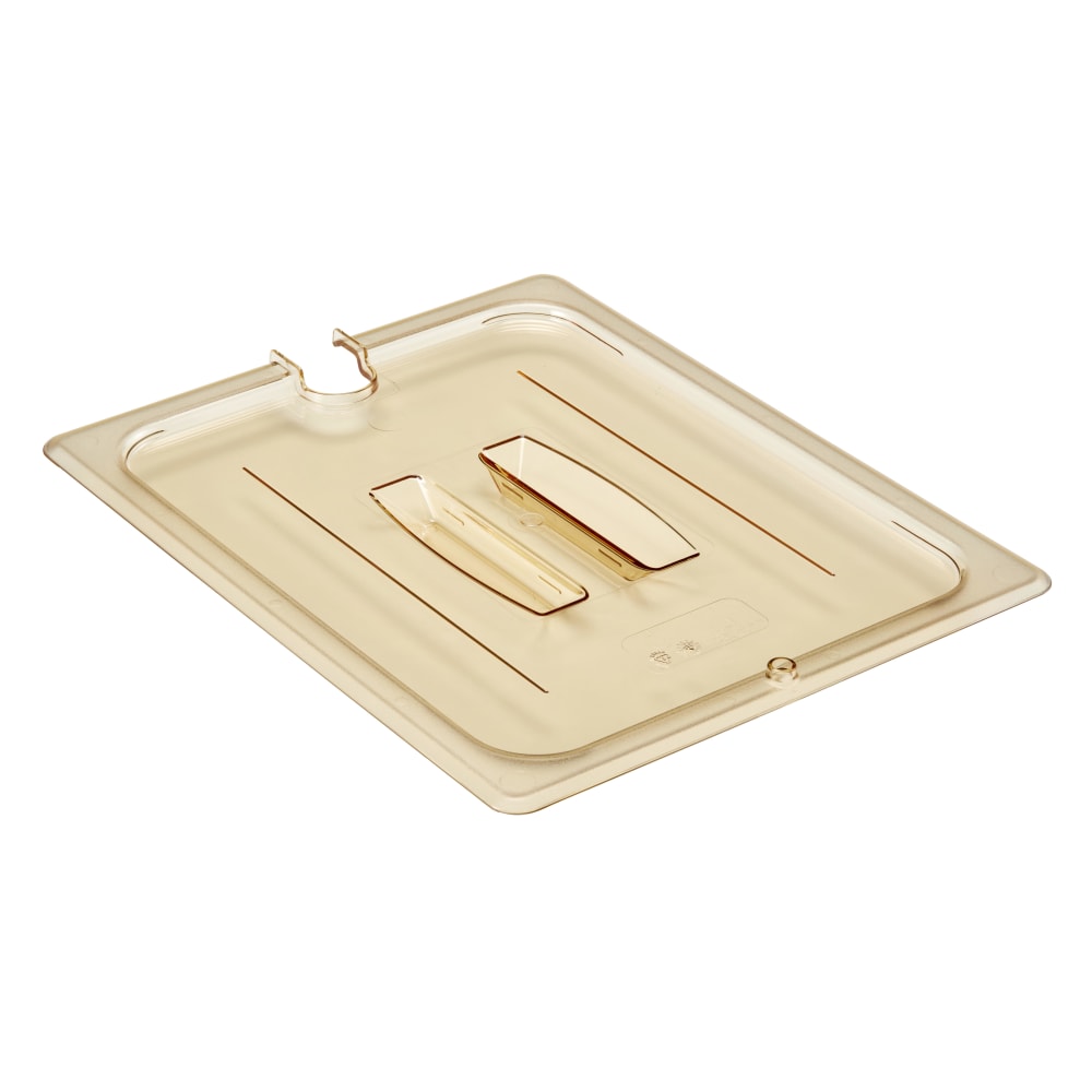 Cambro Camwear 1/2 H-Pan Notched Food Pan Lids With Handles, Amber, Set Of 6 Lids