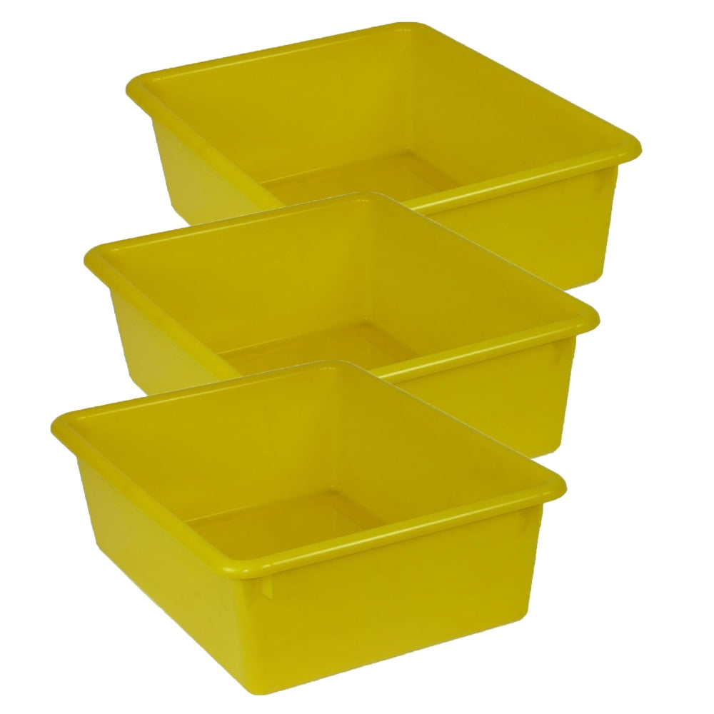 Romanoff Products Double Stowaway Trays, 5-1/2inH x 13-1/2inW x 16inD, Yellow, Pack Of 3 Trays