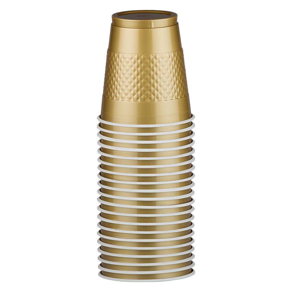 JAM PAPER Plastic Party Cups, 12 oz, Gold, 20 Glasses/Pack