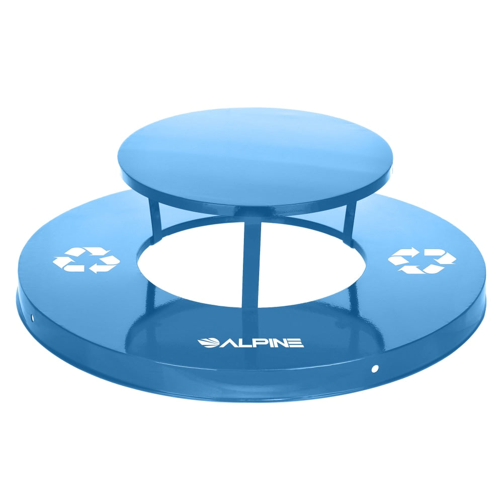 Alpine Industries Rain Bonnet Lid For Outdoor Metal Recycling Receptacle, 7-5/8inH x 24-1/4inW x 24-1/4inD, Blue