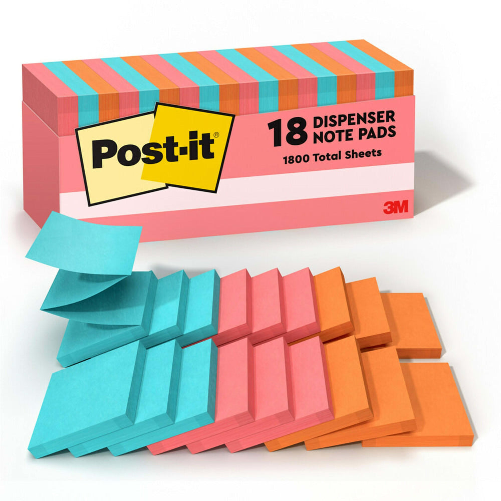 Post-it Pop Up Notes, 3 x 3 in, 18 Sticky Note Pads, 100 Sheets/Pad, Clean Removal, Back to School Supplies and Office Supplies, Poptimistic