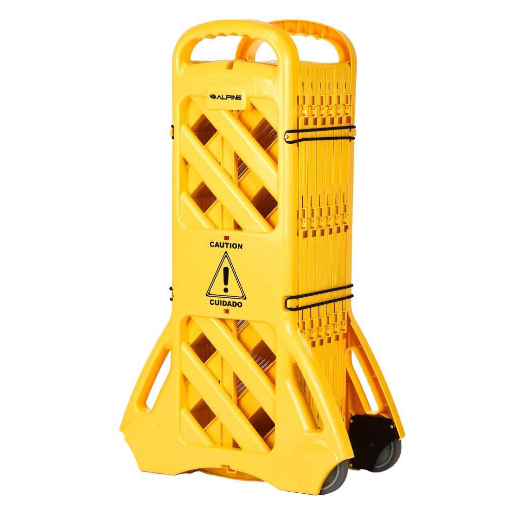 Alpine Expandable Mobile Safety Barricade Fence System, 13ft, Yellow