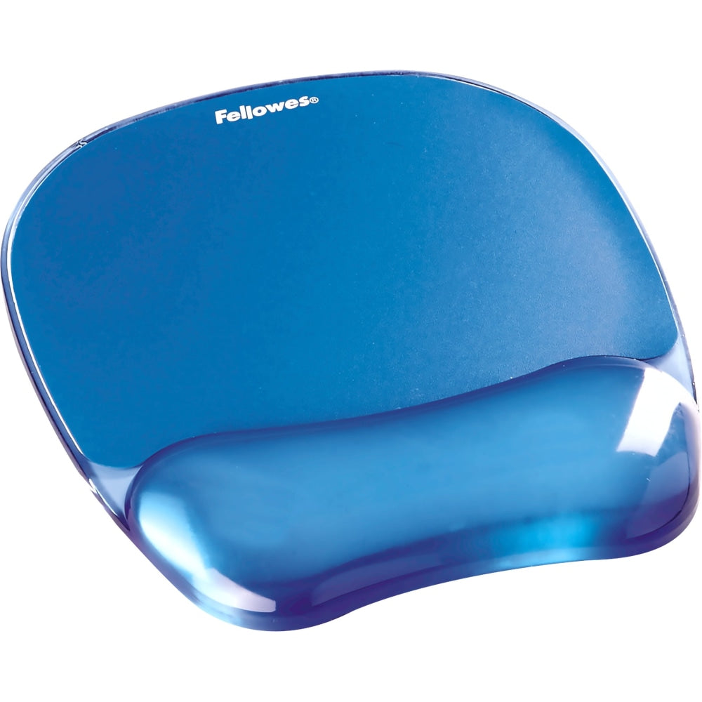 Fellowes Gel Crystals Mouse Pad With Wrist Rest, 1inH x 7.94inW x 9.25inD, Blue