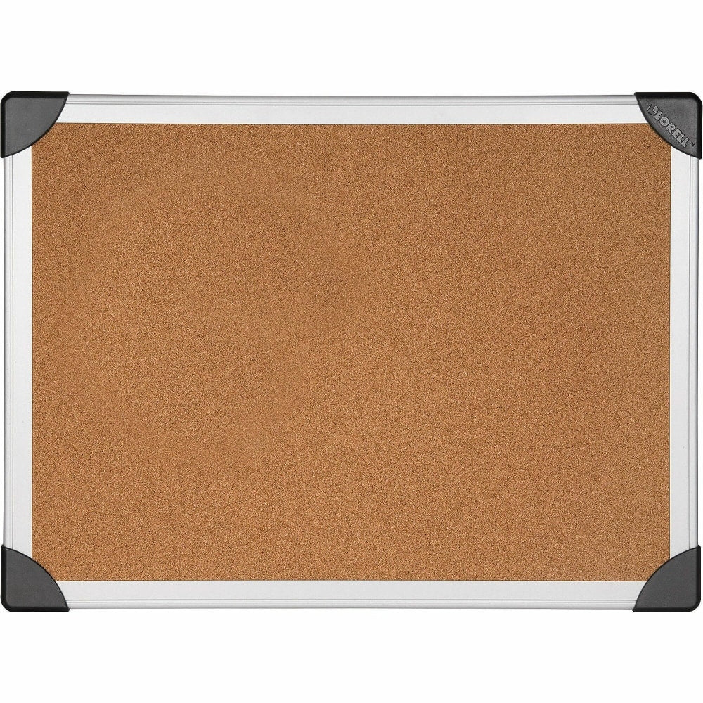 Lorell Mounting Cork Board, 24in x 36in, Aluminum Frame With Silver Finish