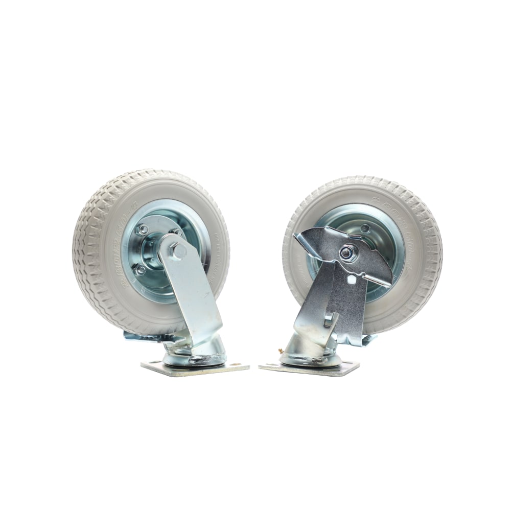 Hospitality 1 Source No Flat Wheels With Brakes, 8in Gray, Set Of 4 Wheels