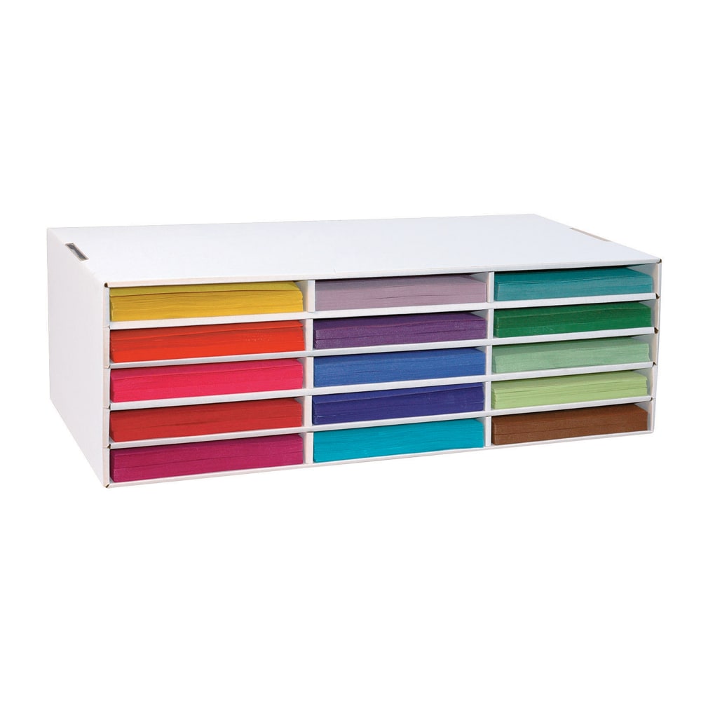 Classroom Keepers Corrugated Construction Paper Storage Unit, For 9in x 12in Sheets, 15-Slots, White