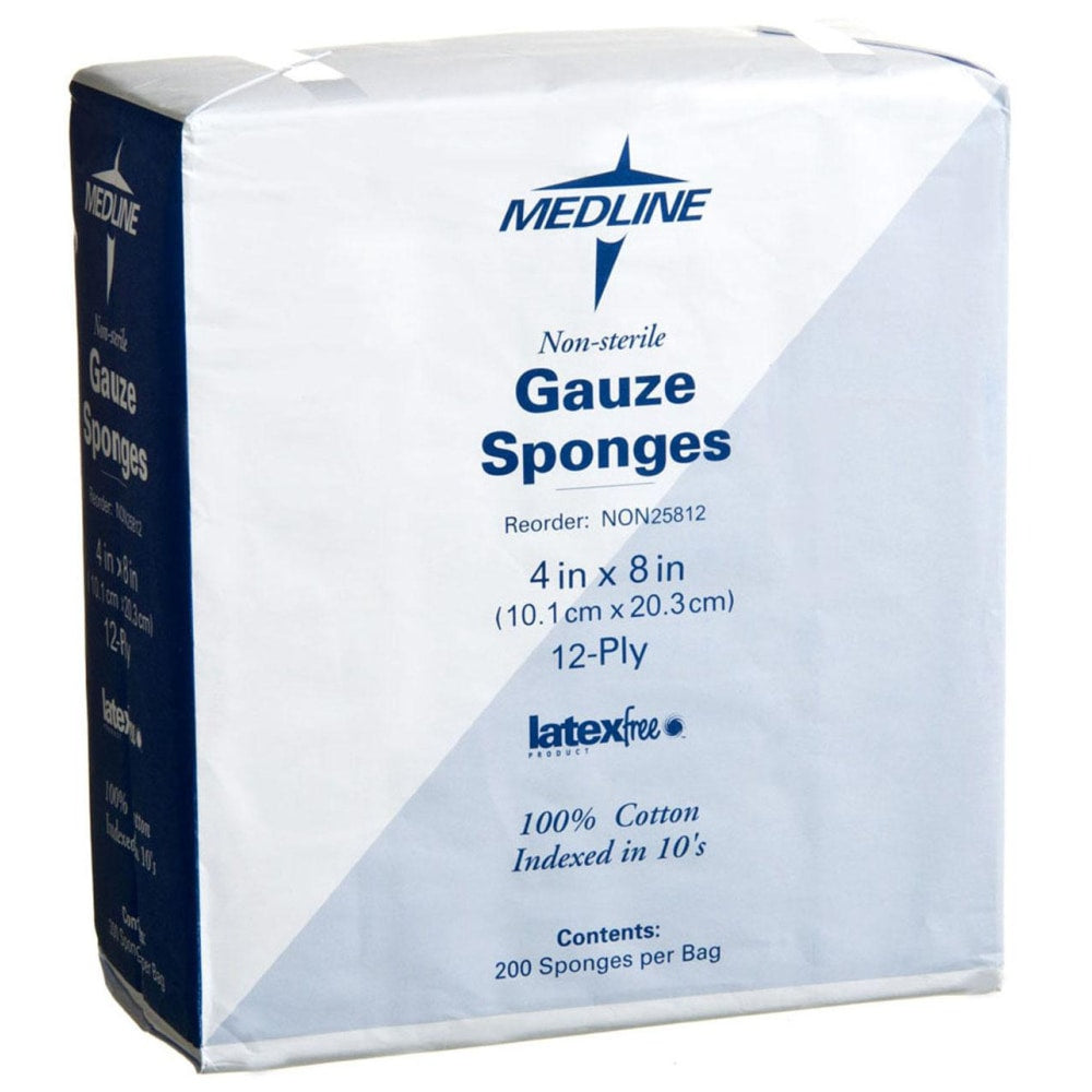 Medline Woven Nonsterile Gauze Sponges, 8in x 4in, White, Case Of 2,000