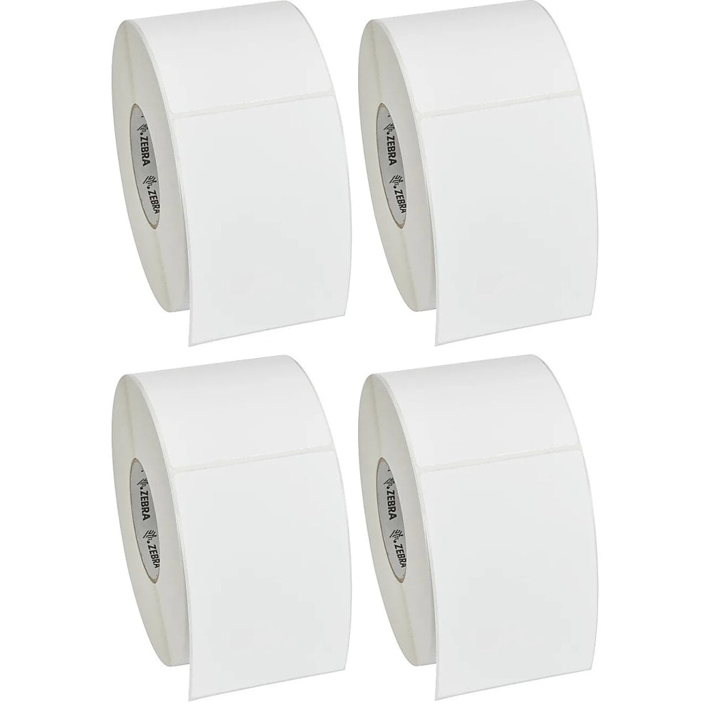Zebra Thermal Transfer Label Paper, F58790, Rectangle, 4in x 6in, White, 1,000 Labels Per Roll, Pack Of 4 Rolls