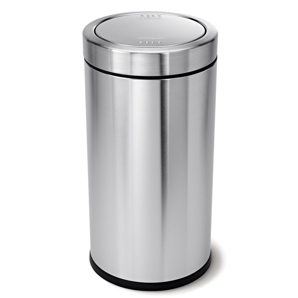 simplehuman Swing-Top Commercial Trash Can, 14.5 Gallons, 29.2in x 14.8in, Brushed Heavy-Gauge Stainless Steel