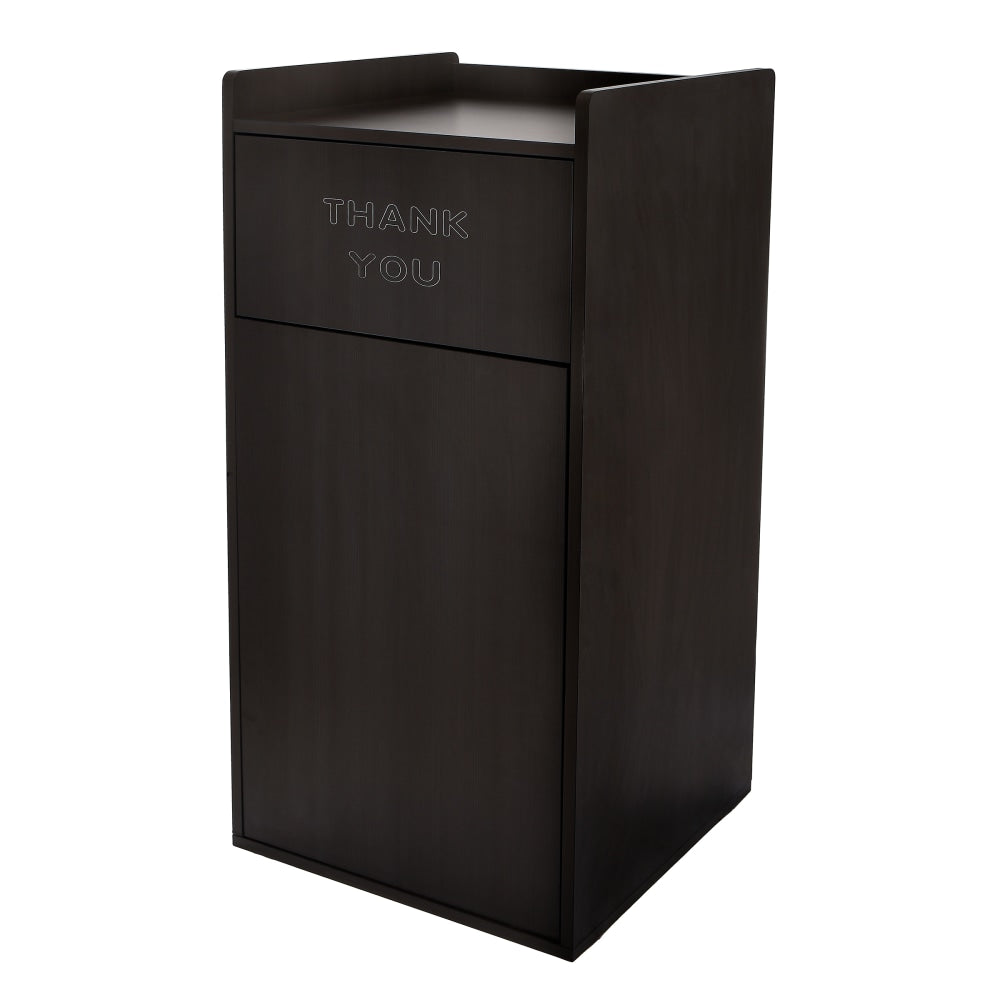 Alpine Industries Wood Commercial Tray Top Trash Can Enclosure, 40 Gallon, Black