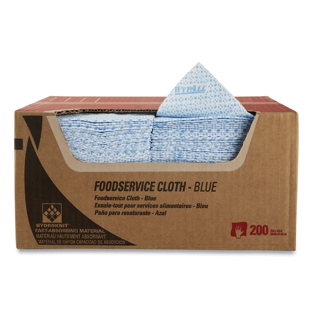 WypAll Foodservice Cloths, 12.5 x 23.5, Blue, 200/Carton
