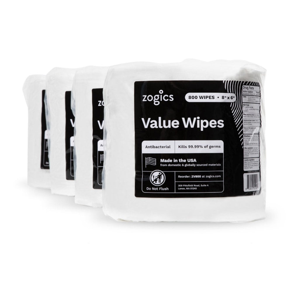 Zogics Antibacterial Value Wipes, White, Total Qty 3,200