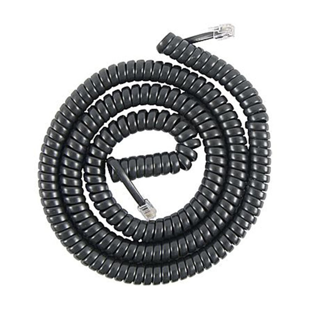 PowerGear Coiled Telephone Cord, 12ft, Black, 27639