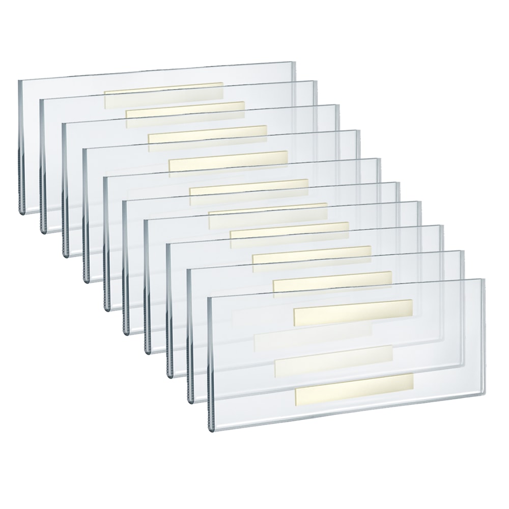 Azar Displays Adhesive Acrylic Horizontal U-Frame Sign Holders, 4-1/4inH x 11inW x 1/4inD, Clear, Pack Of 10 Sign Holders