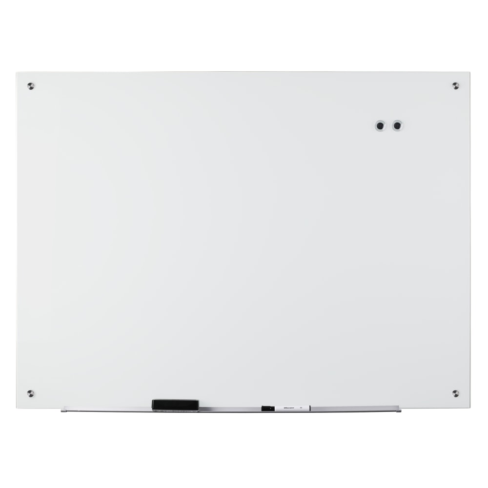 WorkPro Magnetic Glass Unframed Dry-Erase Whiteboard, 36in x 48in, White