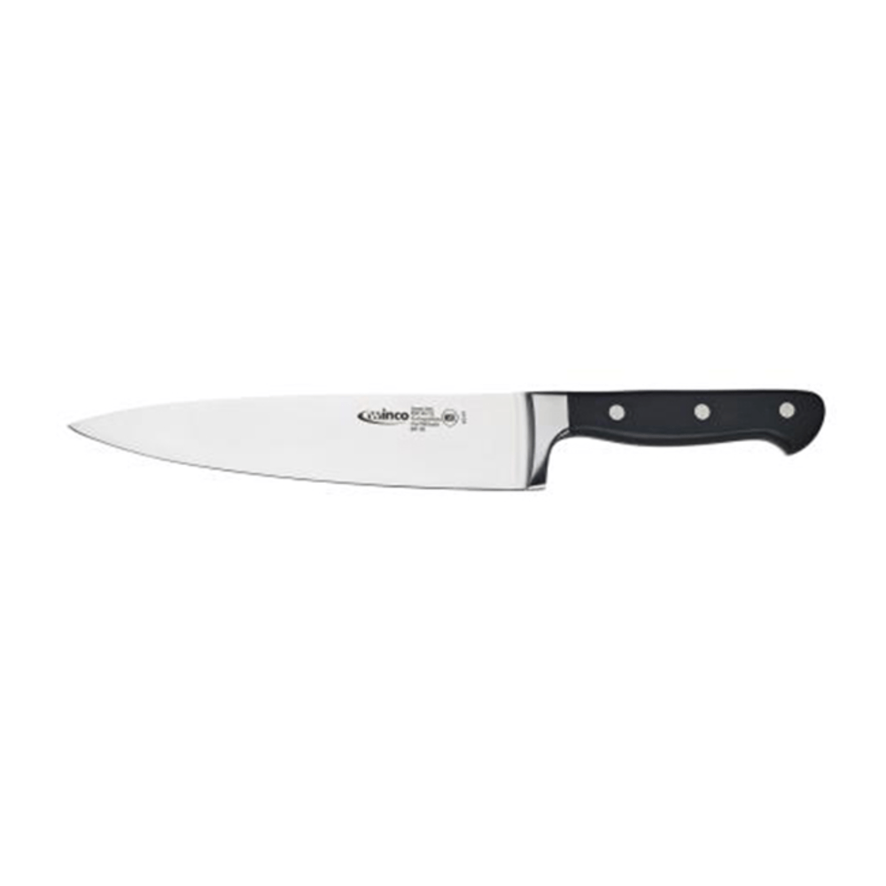 Winco Acero Forged Carbon German Steel Chef Knife, 8in, Silver