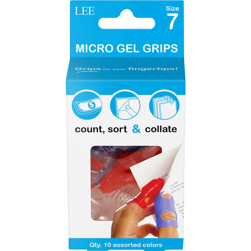 Lee Tippi Micro-Gel Fingertip Grips, Size 7, Medium, Assorted Colors, Pack Of 10